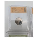 Monticello Nickel 2006-S PR70CAM - Roosevelt Dime 2006-S PR70CAM - Monticello Nickel 2007-S PR70CAM - Washington Quarter INB DCAM PROOF (Lot of 4)