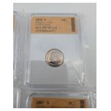 Monticello Nickel 2006-S PR70CAM - Roosevelt Dime 2006-S PR70CAM - Monticello Nickel 2007-S PR70CAM - Washington Quarter INB DCAM PROOF (Lot of 4)