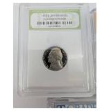 Set of 6 US Coins - Jefferson 1978-S 5C, Washington 1993-S 25C, Lincoln Cent 1943 MS-65