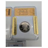 Set of 6 US Coins - Jefferson 1978-S 5C, Washington 1993-S 25C, Lincoln Cent 1943 MS-65