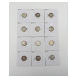 Lot Of 12 Mercury Dimes