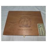 Wooden Cigar Box w/ Silver Spoons and other Silver items