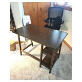 Dark Wood Computer Desk with Built-In Shelving - 42x24x30 Home Office Desk