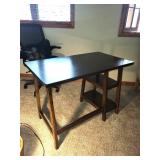 Dark Wood Computer Desk with Built-In Shelving - 42x24x30 Home Office Desk