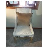Accent Chair - Gray Tweed Upholstery with Nailhead Trim - 23x23x38 in