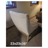 Accent Chair - Gray Tweed Upholstery with Nailhead Trim - 23x23x38 in