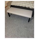 Beige Upholstered Bed Bench with Nailhead Trim - 52x20x17