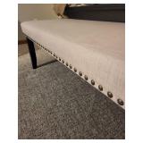 Beige Upholstered Bed Bench with Nailhead Trim - 52x20x17