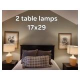 Beige Ceramic Table Lamps Pair - Vase-Shape Bases, 29 in, 17 in Shade