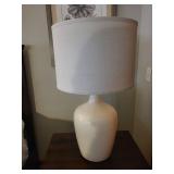 Beige Ceramic Table Lamps Pair - Vase-Shape Bases, 29 in, 17 in Shade
