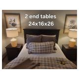 End Tables - Dark Wood, 2-Drawer Nightstands, 24 x 16 x 26 in, Set of 2