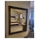 54x42 Inch Beveled Wall Mirror with Dark Wood Frame