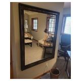 54x42 Inch Beveled Wall Mirror with Dark Wood Frame