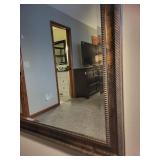 54x42 Inch Beveled Wall Mirror with Dark Wood Frame