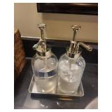 Woven Bathroom Set: Wastebasket, Tissue Box Cover, Glass Jars with Lids, Soap Dispensers