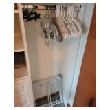 Assorted Clothes Hangers (White Plastic, Clear & Gray) & Folding Drying Rack