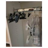 Assorted Clothes Hangers (White Plastic, Clear & Gray) & Folding Drying Rack