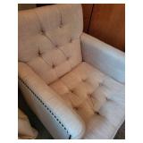 Beige Tufted Armchair with Nailhead Trim - 28x29x34