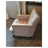 Beige Tufted Armchair with Nailhead Trim - 28x29x34
