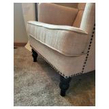 Beige Tufted Armchair with Nailhead Trim - 28x29x34