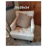 Beige Tufted Armchair with Nailhead Trim - 28x29x34
