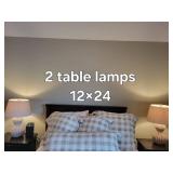 2 Table Lamps 12x24 - Woven Rattan Base with Beige Fabric Shade