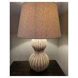 2 Table Lamps 12x24 - Woven Rattan Base with Beige Fabric Shade