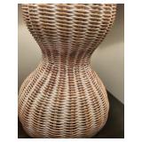2 Table Lamps 12x24 - Woven Rattan Base with Beige Fabric Shade