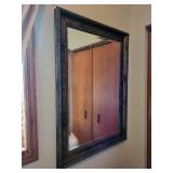 Wall Mirror 30x42 - Ornate Dark Wood Frame with Studded Bead Border