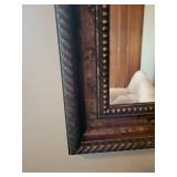 Wall Mirror 30x42 - Ornate Dark Wood Frame with Studded Bead Border