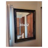 Wall Mirror 30x42 - Ornate Dark Wood Frame with Studded Bead Border