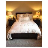 Duvet Down Comforter Set With Pillows - Beige Plaid Bedding