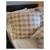 Duvet Down Comforter Set With Pillows - Beige Plaid Bedding