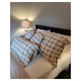 Duvet Down Comforter Set With Pillows - Beige Plaid Bedding