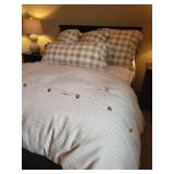 Duvet Down Comforter Set With Pillows - Beige Plaid Bedding