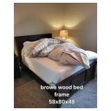 Brown Wood Bed Frame - 58W x 80L x 48H Inches