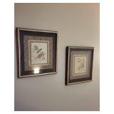 Framed Silk Embroidered Panels - Birds & Flowers (Lot of 2)