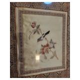 Framed Silk Embroidered Panels - Birds & Flowers (Lot of 2)