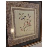 Framed Silk Embroidered Panels - Birds & Flowers (Lot of 2)