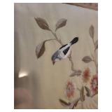 Framed Silk Embroidered Panels - Birds & Flowers (Lot of 2)