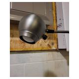 Brass Floor Lamp - Grey Fabric Drum Shade - Vintage Style Accent Lighting