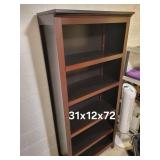 Wooden Bookshelf 31 in W x 12 in D x 72 in H Dark Brown
