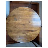 Round Wood Top Side Table with Criss-Cross Iron Frame Base