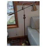Brass Floor Lamp - Adjustable Swing Arm & Cone Shade