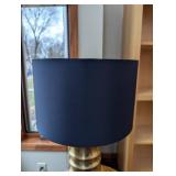 Brass Ribbed Table Lamp - Navy Blue Drum Shade