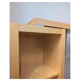 Oak TV Entertainment Center with Glass Shelf, Drawer, and Twin Bookcases