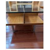 Glass Top Coffee Table - Wood Base & Metal Legs