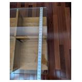 Glass Top Coffee Table - Wood Base & Metal Legs