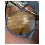 Round Wood Top Side Table - Iron X-Frame Base