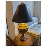 Vintage Brass Urn Table Lamp with Black Shade